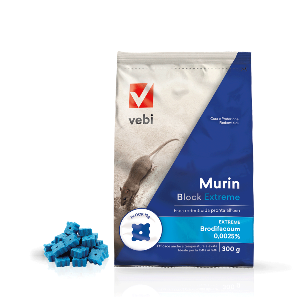 Sacco di esca rodenticida in blocco paraffinato contro topi e ratti