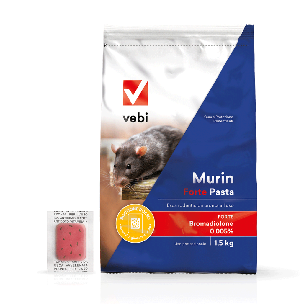 Sacco di esca rodenticida pronta all'uso in bocconi di pasta contro topi e ratti