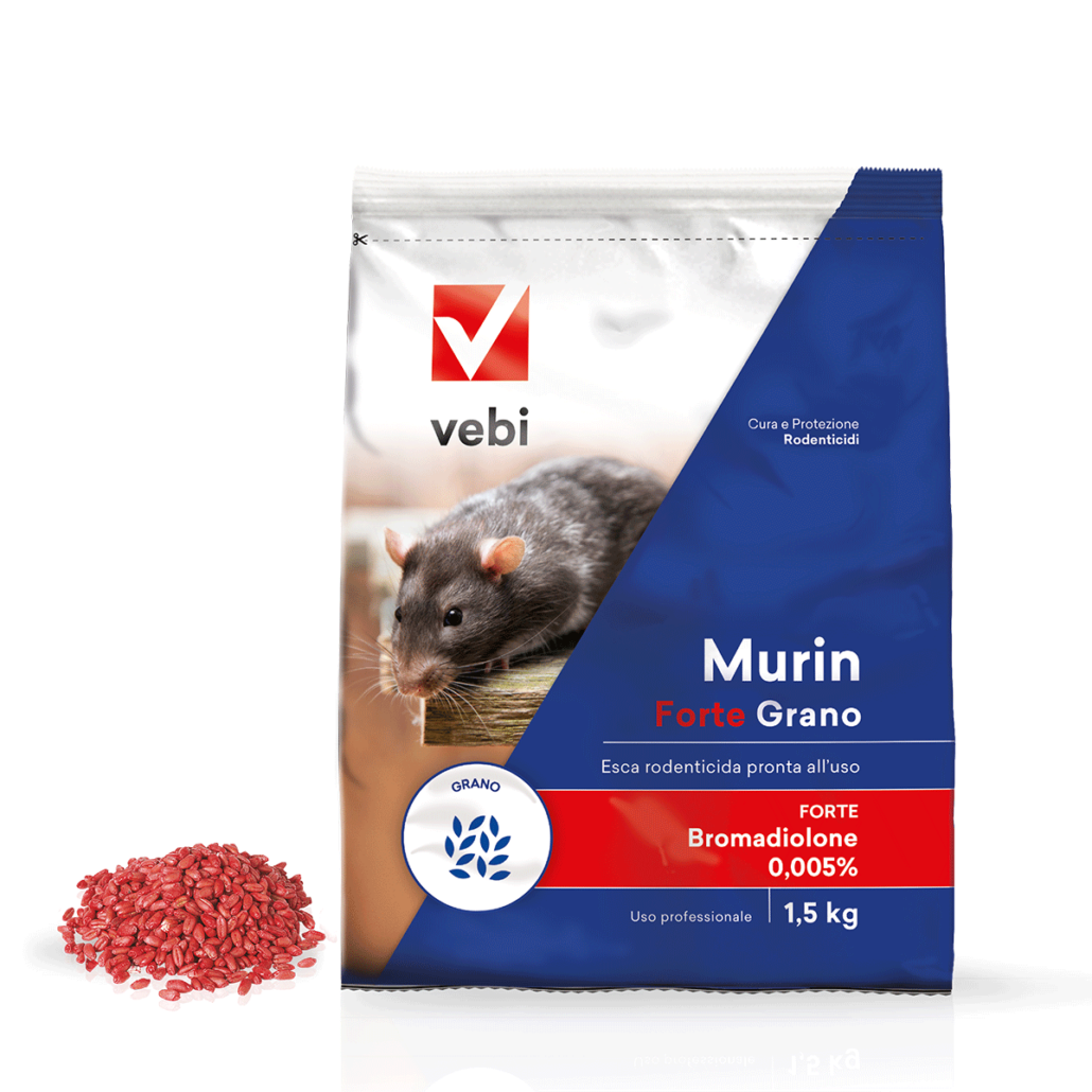 Sacco di esca rodenticida in grano, efficace contro topolino domestico, ratto grigio e nero