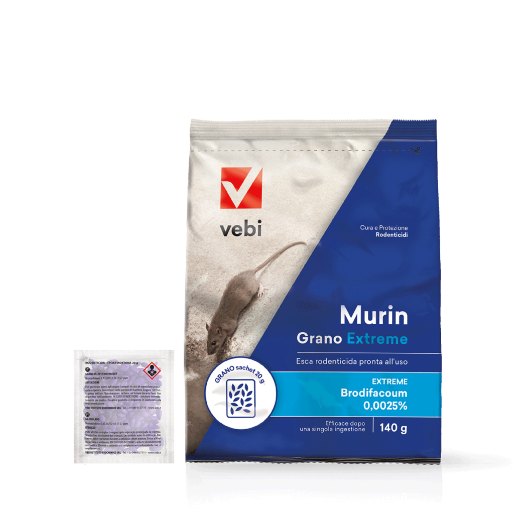 Sacco di esca rodenticida in grano pronta all'uso contro topi e ratti