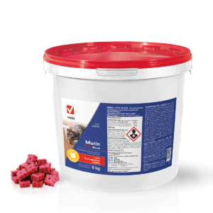 Secchio di esca rodenticida in forma di blocco paraffinato con semi di girasole per topi e ratti