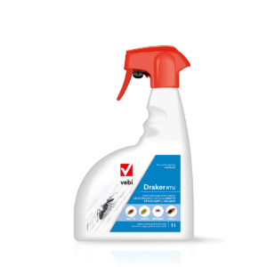 Flacone bianco di insetticida e acaricida pronto all'uso contro blatte, cimici, zanzare e pulci