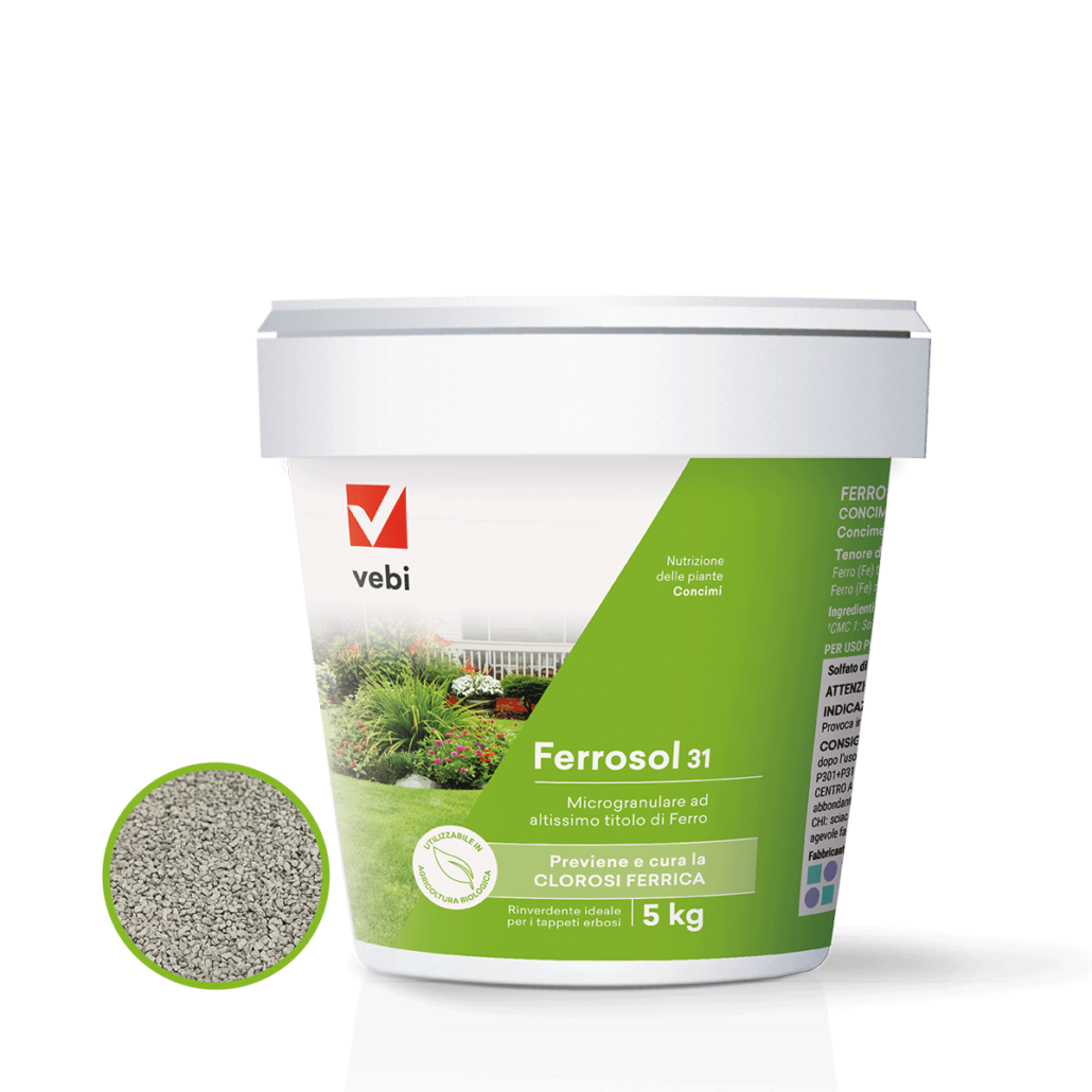 Secchio da 5 kg di concime microgranulare ad altissimo titolo di ferro per la nutrizione delle piante