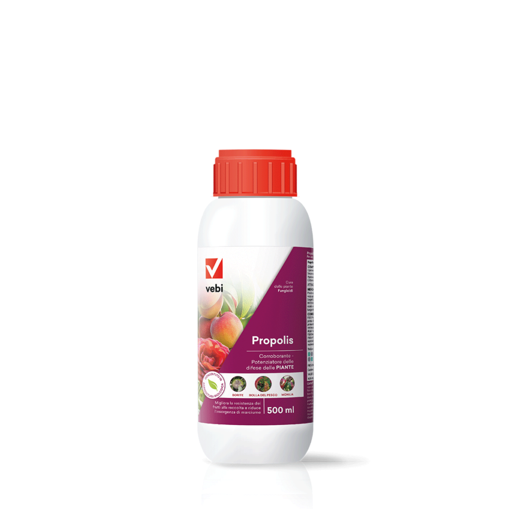 Bottiglia bianca e viola di corroborante per le piante