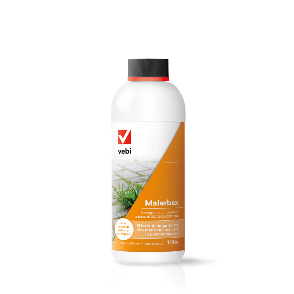 Bottiglia bianca e arancione di detergente per pavimenti esterni ordinati