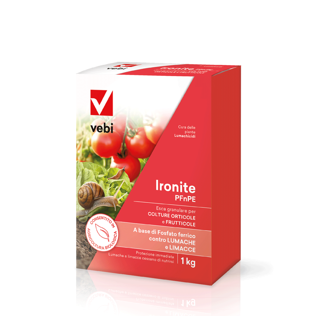 Confezione di esca granulare a base di fosfato ferrico per le lumache