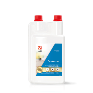 Flacone di Draker, insetticida liquido concentrato contro zanzare, blatte e formiche